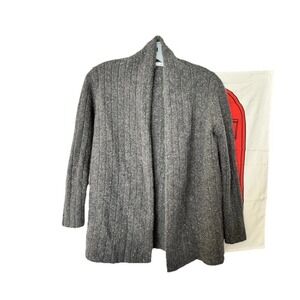 Nordstrom Signature 100%‎ Cashmere Gray Ribbed Cardigan Sweater M
